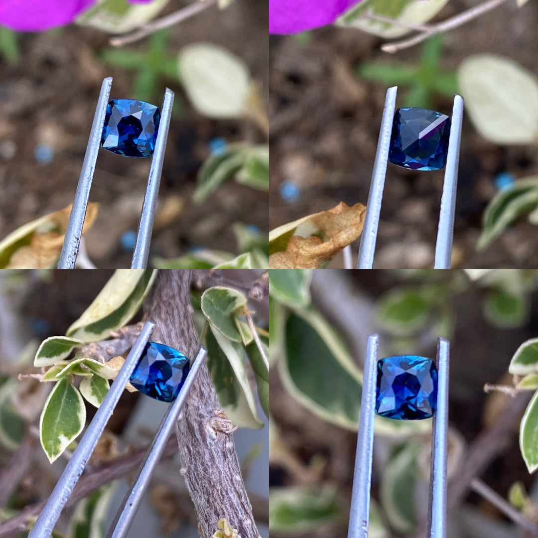 0.68 Ct Cushion Cut Teal Sapphire, 5.6mm x 5.1mm x 4.3mm By Valley Rose