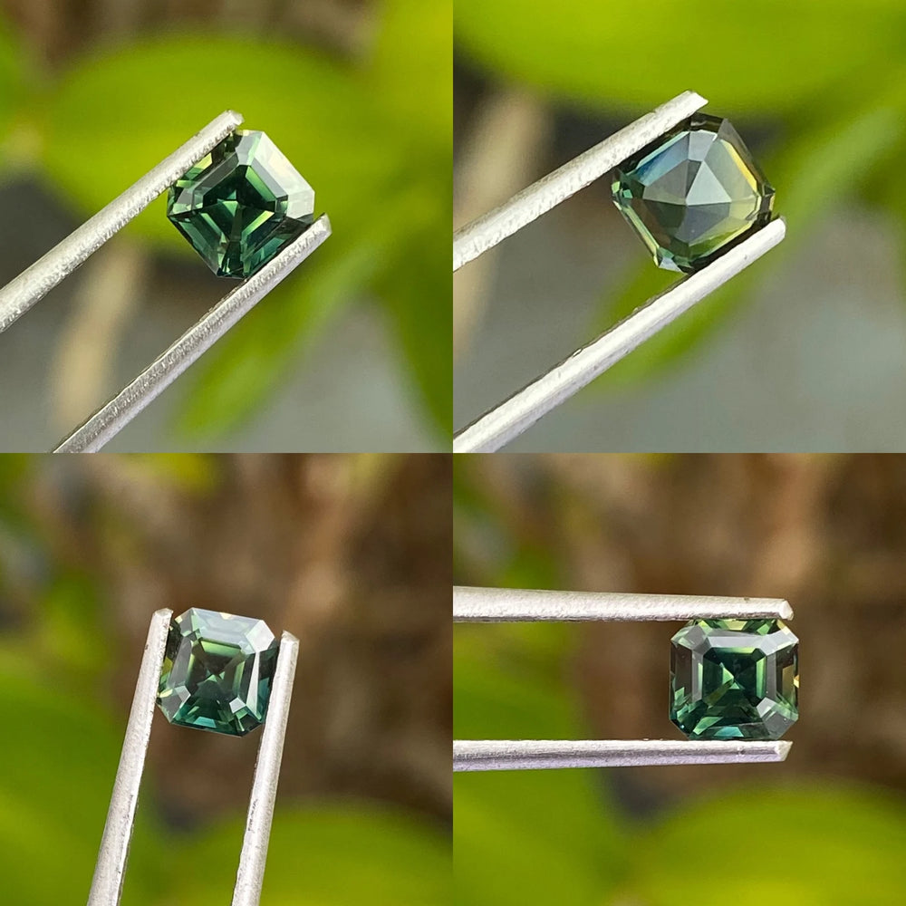 0.83 Ct Asscher Cut Bi-Color Green Yellow Sapphire, 5.1mm x 4.8mm x 3.7mm By Valley Rose