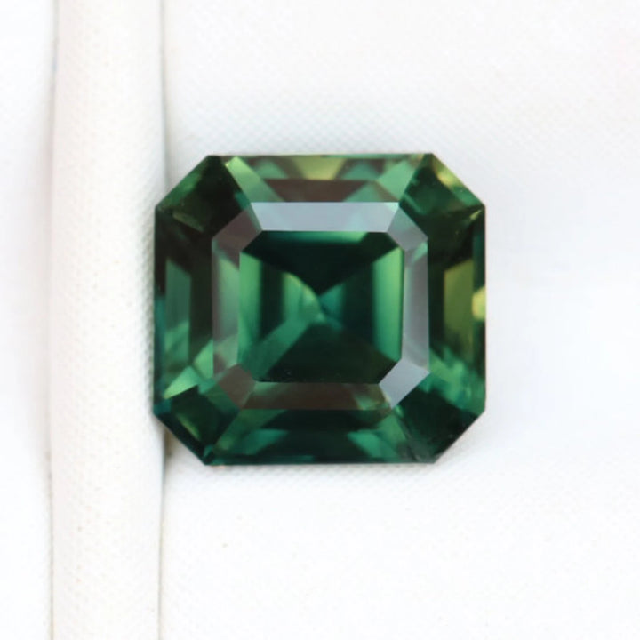 0.83 Ct Asscher Cut Bi-Color Green Yellow Sapphire, 5.1mm x 4.8mm x 3.7mm By Valley Rose