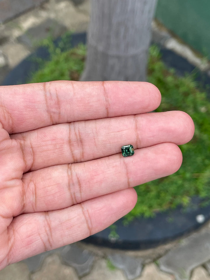 0.83 Ct Asscher Cut Bi-Color Green Yellow Sapphire, 5.1mm x 4.8mm x 3.7mm By Valley Rose