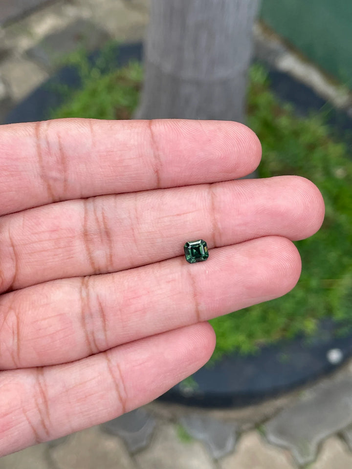 0.83 Ct Asscher Cut Bi-Color Green Yellow Sapphire, 5.1mm x 4.8mm x 3.7mm By Valley Rose