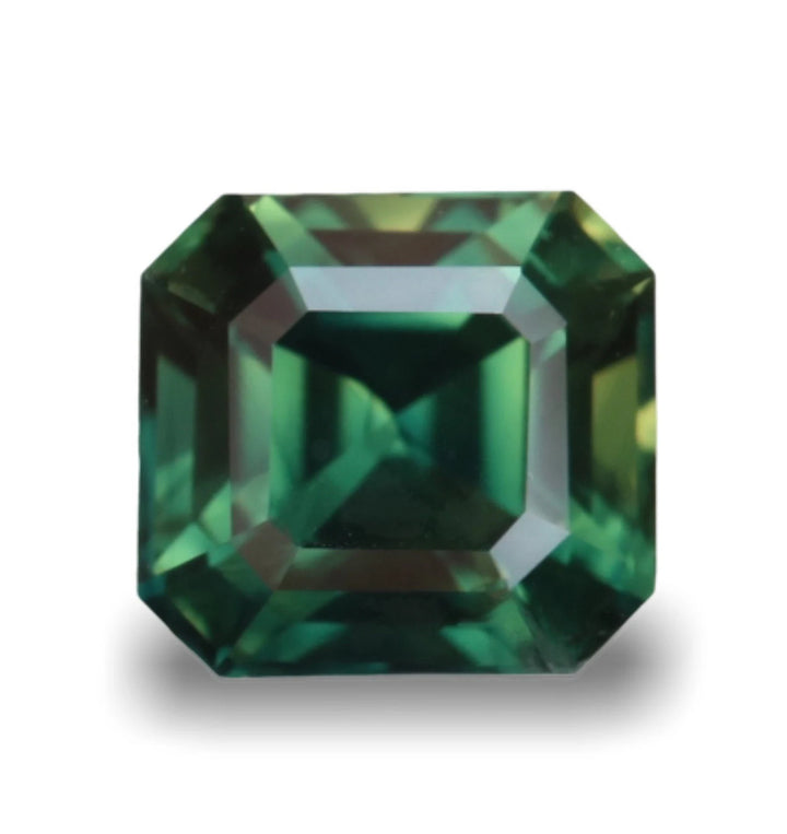 0.83 Ct Asscher Cut Bi-Color Green Yellow Sapphire, 5.1mm x 4.8mm x 3.7mm By Valley Rose