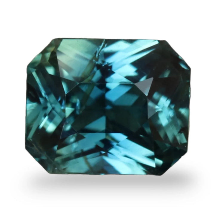0.94 Ct Radiant Cut Bi-Color Teal Green Sapphire, 5.7mm x 4.8mm x 3.4mm By Valley Rose