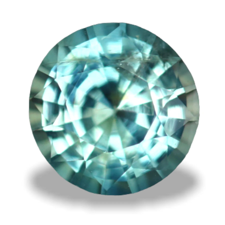 0.97 Ct Round Cut Bi-Color Teal Green Sapphire, 6.1mm x 6.0mm x 3.7mm By Valley Rose