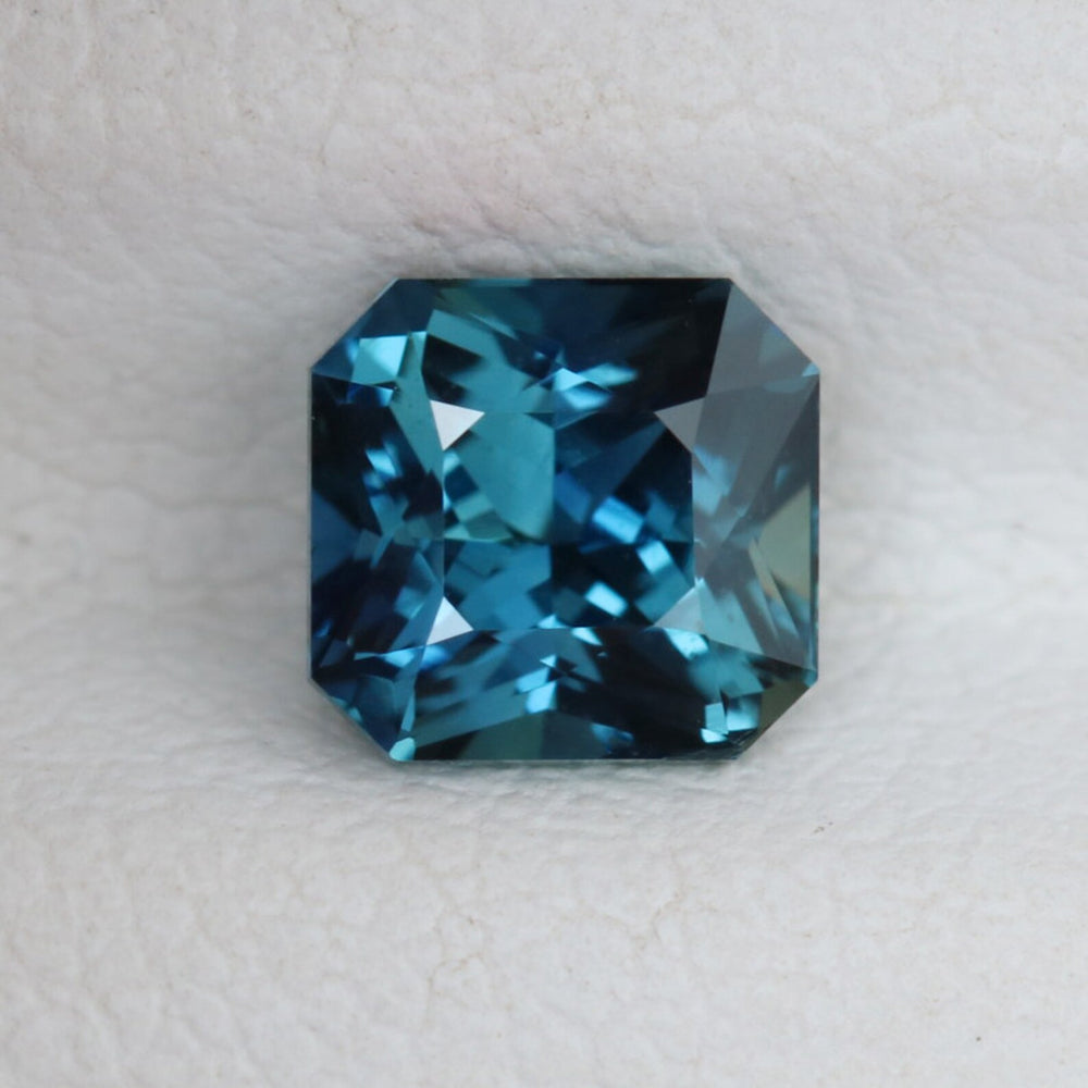 0.98 Ct Asscher Cut Bi-Color Teal Green Sapphire, 5.2mm x 5.0mm x 3.8mm By Valley Rose