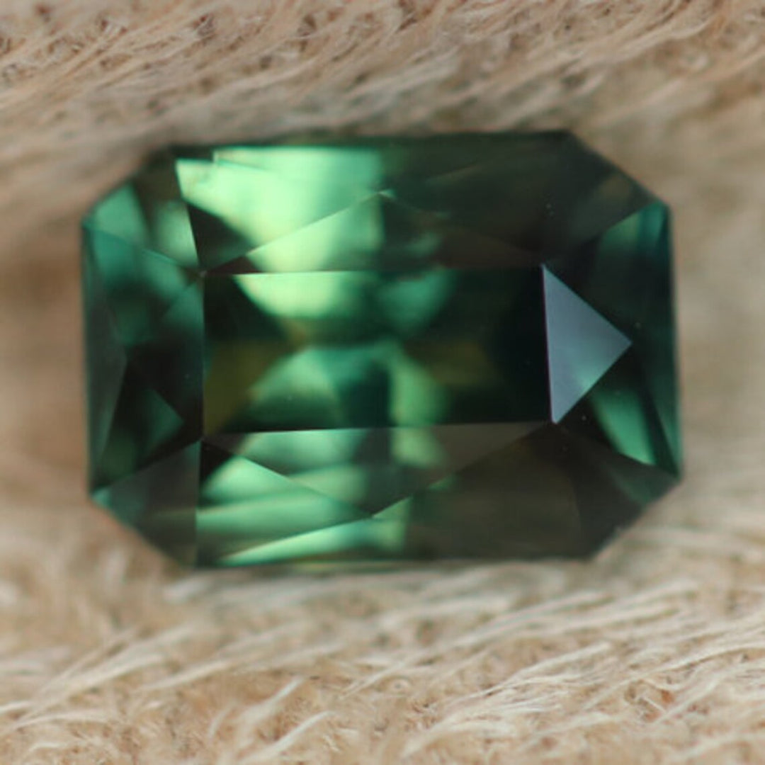 0.99 Ct Radiant Cut Bi-color Green Yellow Sapphire, 6.3mm x 4.5mm x 3.6mm By Valley Rose