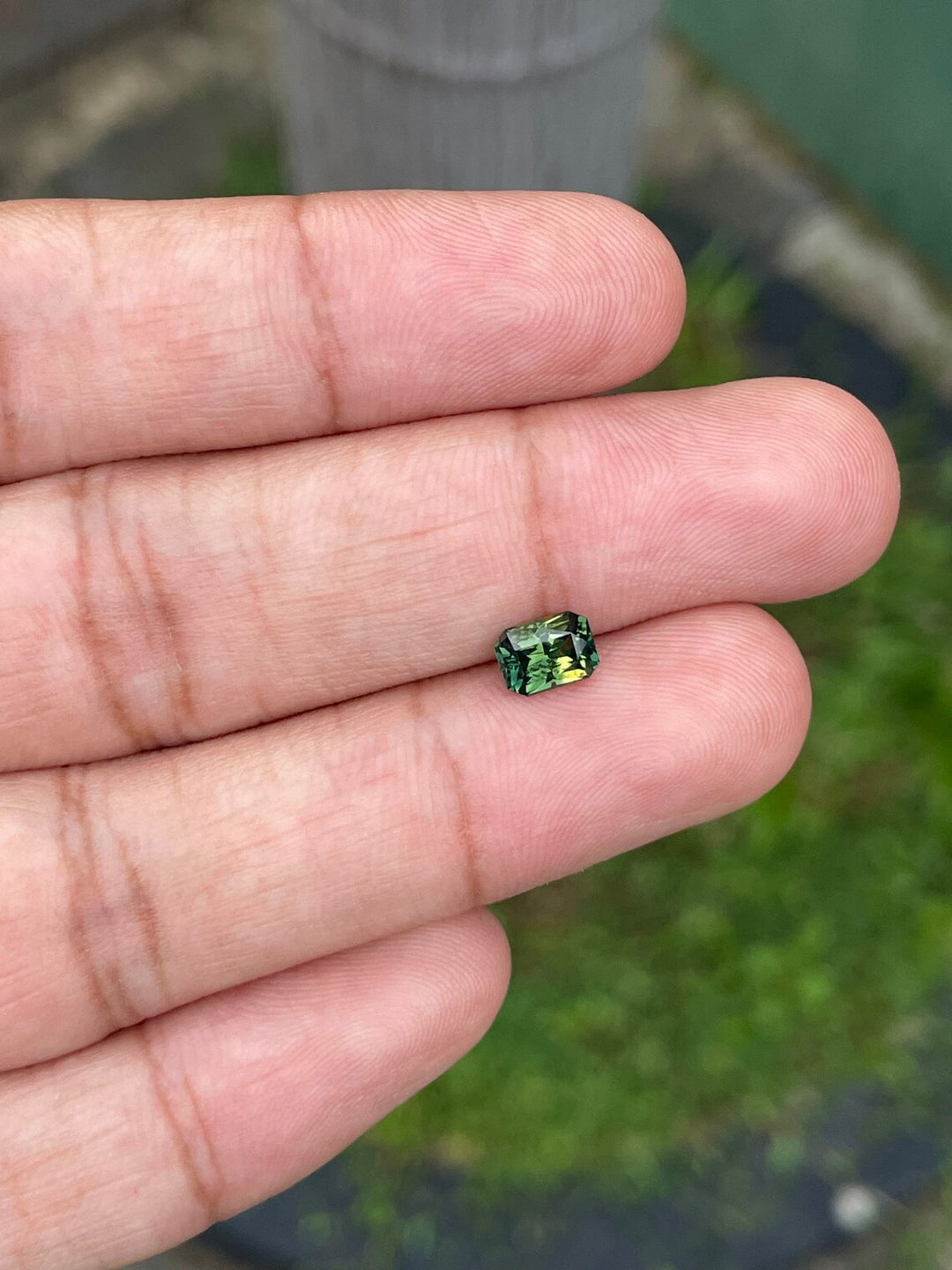 0.99 Ct Radiant Cut Bi-color Green Yellow Sapphire, 6.3mm x 4.5mm x 3.6mm By Valley Rose