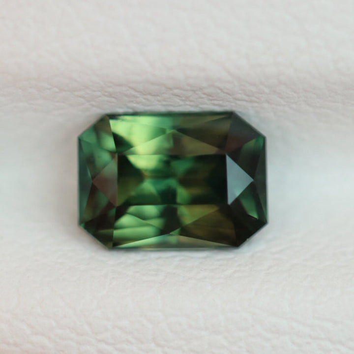 0.99 Ct Radiant Cut Bi-color Green Yellow Sapphire, 6.3mm x 4.5mm x 3.6mm By Valley Rose