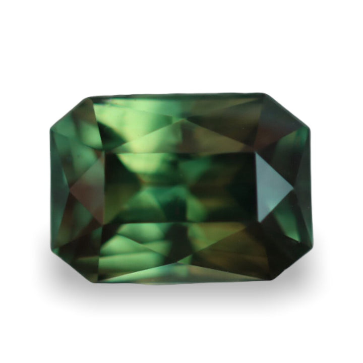 0.99 Ct Radiant Cut Bi-color Green Yellow Sapphire, 6.3mm x 4.5mm x 3.6mm By Valley Rose