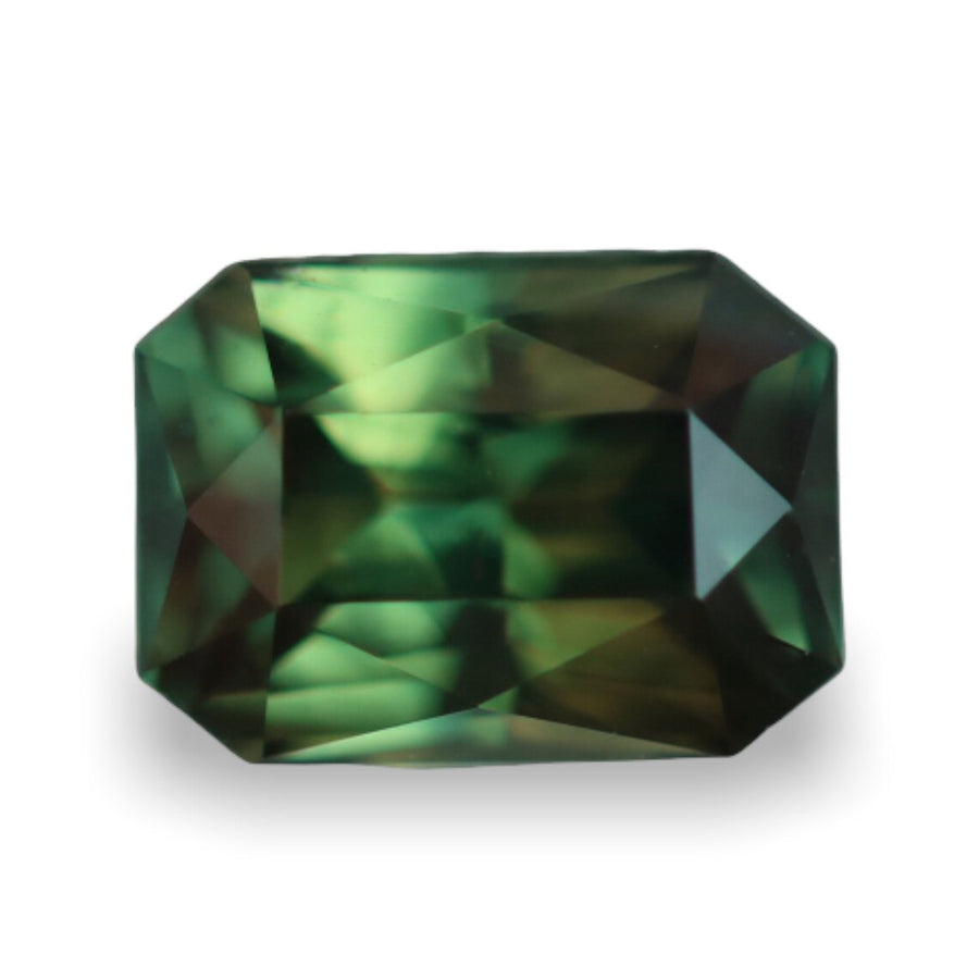0.99 Ct Radiant Cut Bi-color Green Yellow Sapphire, 6.3mm x 4.5mm x 3.6mm By Valley Rose