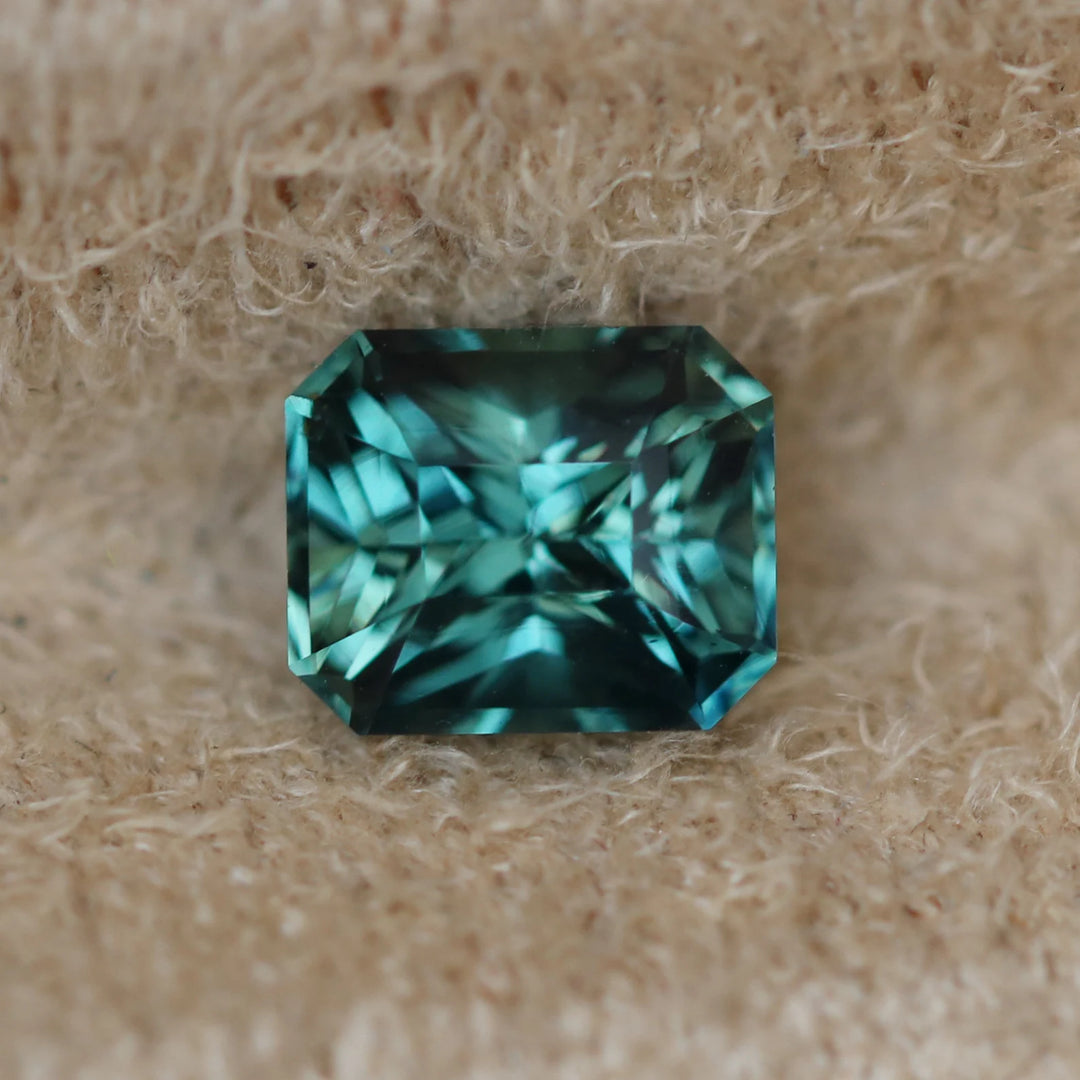 1.01 Ct Radiant Cut Teal Sapphire, 5.8mm x 4.8mm x 4.0mm By Valley Rose