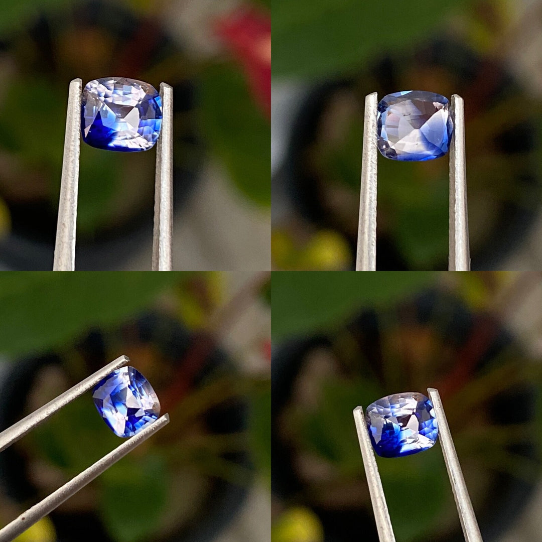 1.03 Ct Cushion Cut Bi-Color Blue White Sapphire, 6.1mm x 4.1mm x 3.6mm By Valley Rose