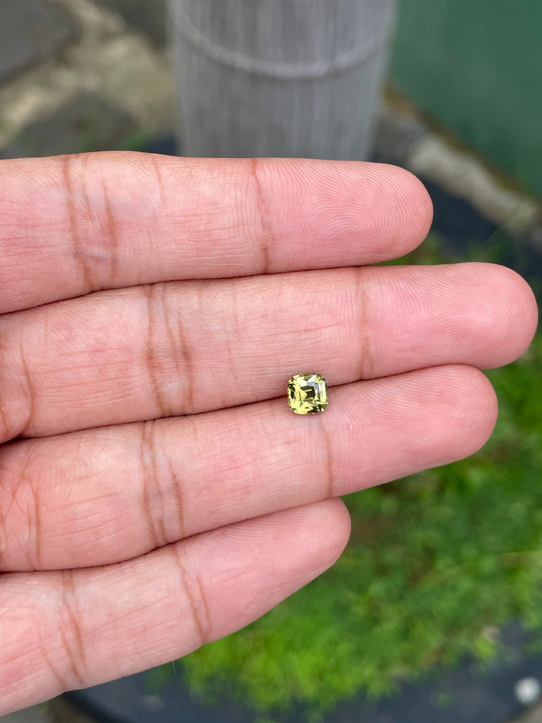 1.03 Ct Cushion Cut Bi-Color Green Yellow Sapphire, 5.4mm x 5.3mm x 3.9mm By Valley Rose
