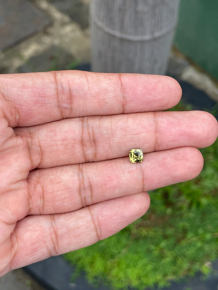 1.03 Ct Cushion Cut Bi-Color Green Yellow Sapphire, 5.4mm x 5.3mm x 3.9mm By Valley Rose