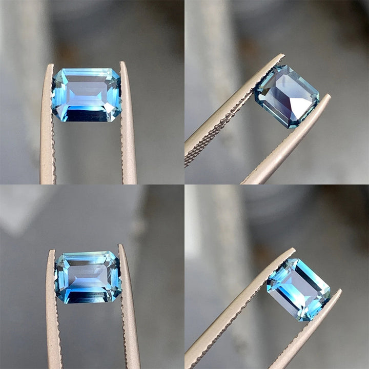 1.07 Ct Emerald Cut Blue Teal Sapphire, 6.9mm x 5.25mm x 3.1mm By Valley Rose