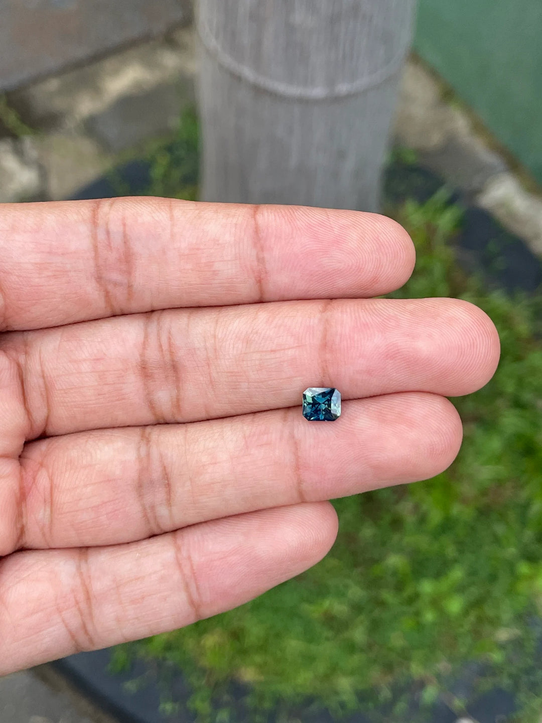 1.07 Ct Radiant Cut Bi-Color Blue Green Sapphire, 7mm x 5.0mm x 3.8mm By Valley Rose