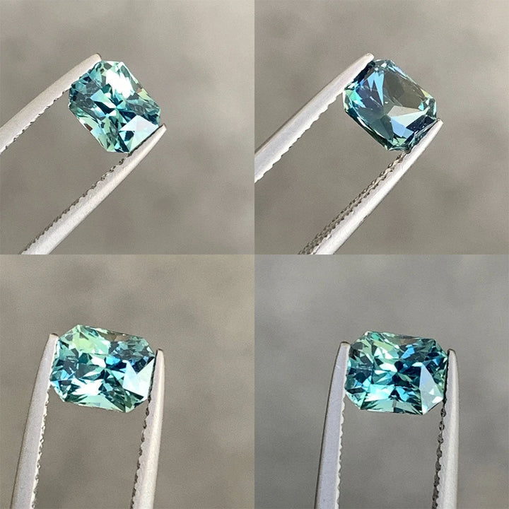 1.08 Ct Radiant Cut Green Teal Sapphire, 6.3mm x 5.0mm x 4.1mm By Valley Rose