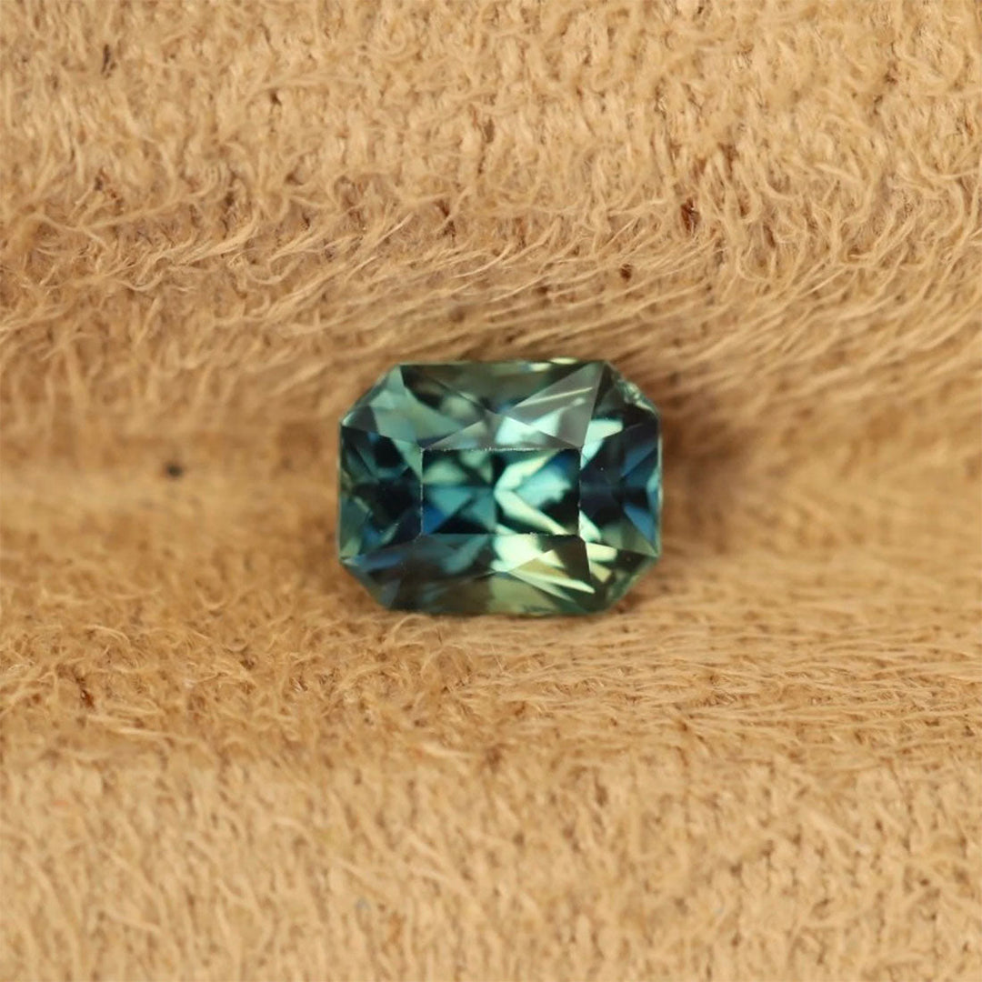 1.08 Ct Radiant Cut Green Teal Sapphire, 6.3mm x 5.0mm x 4.1mm By Valley Rose