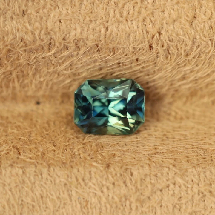 1.08 Ct Radiant Cut Green Teal Sapphire, 6.3mm x 5.0mm x 4.1mm By Valley Rose