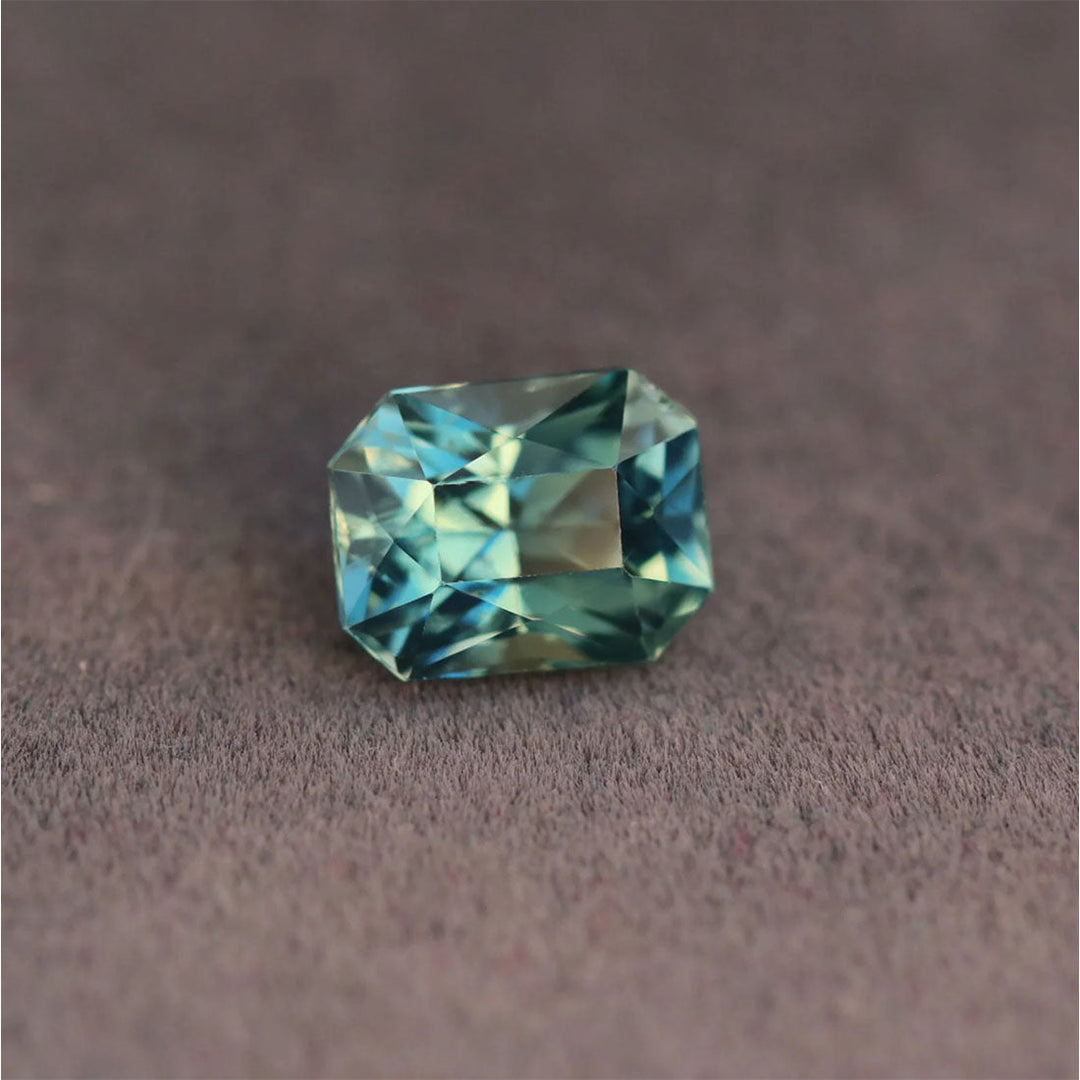 1.08 Ct Radiant Cut Green Teal Sapphire, 6.3mm x 5.0mm x 4.1mm By Valley Rose