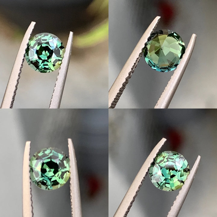 1.08 Ct Round Cut Bi-Color Teal Green Sapphire, 5.8mm x 5.8mm x 4.2mm By Valley Rose