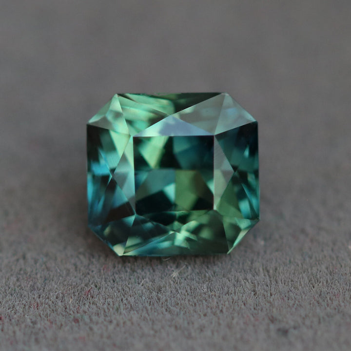 1.09 Ct Asscher Cut Bi-Color Teal Green Sapphire, 5.7mm x 5.4mm x 3.9mm By Valley Rose