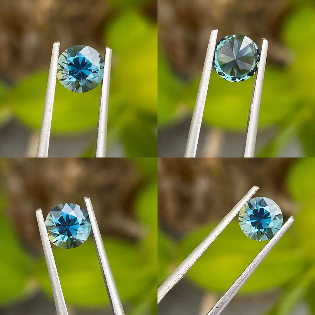 1.10 Ct Round Cut Teal Blue Sapphire, 6.1mm x 6.1mm x 4.3mm By Valley Rose