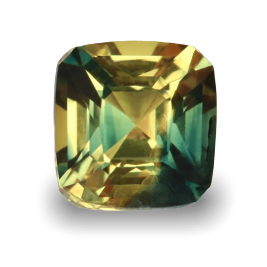 1.11 Ct Cushion Cut Bi-Color Yellow Green Sapphire, 5.8mm x 5.6mm x 3.8mm By Valley Rose