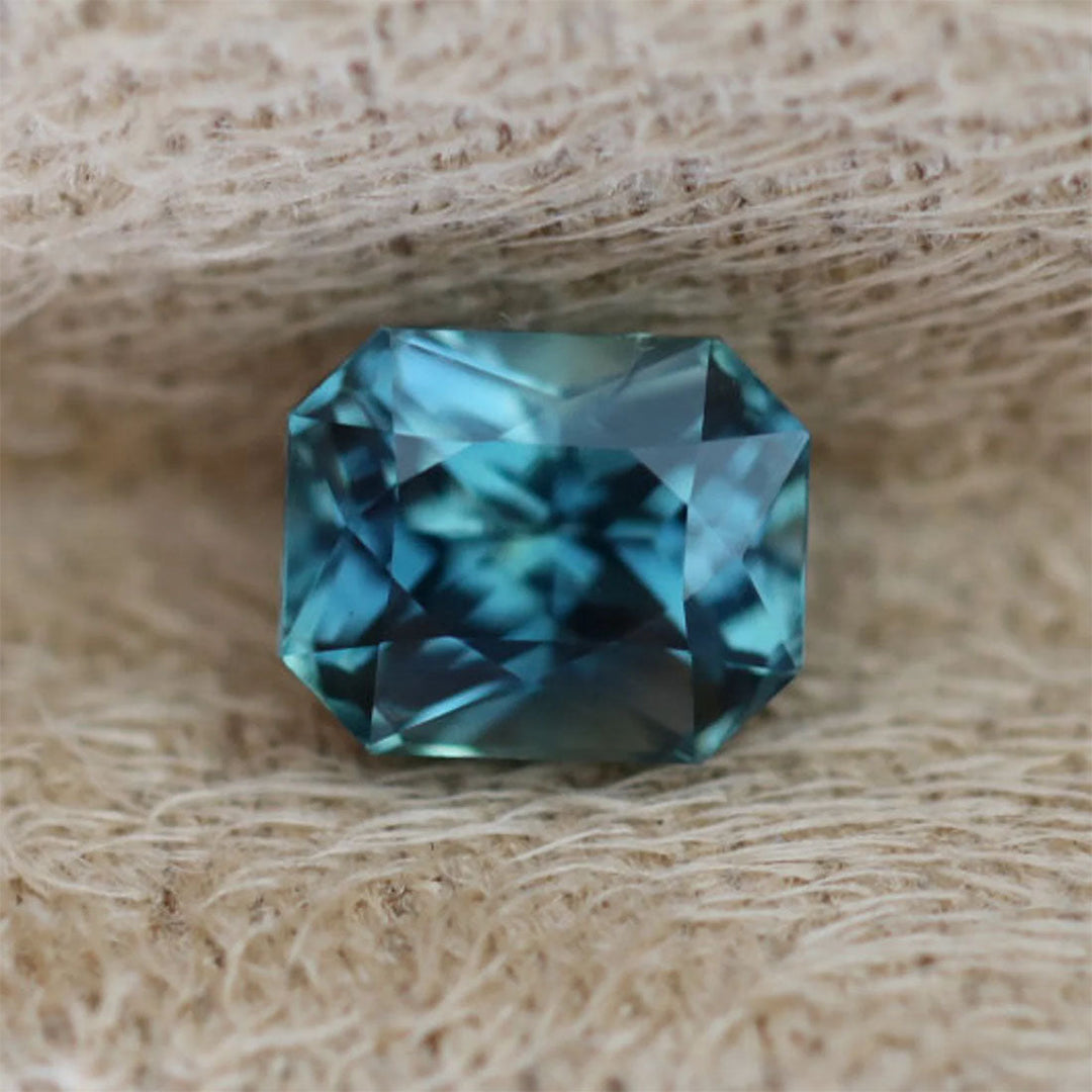 1.11 Ct Radiant Cut Blue Teal Sapphire, 5.9mm x 4.8mm x 4.0mm By Valley Rose