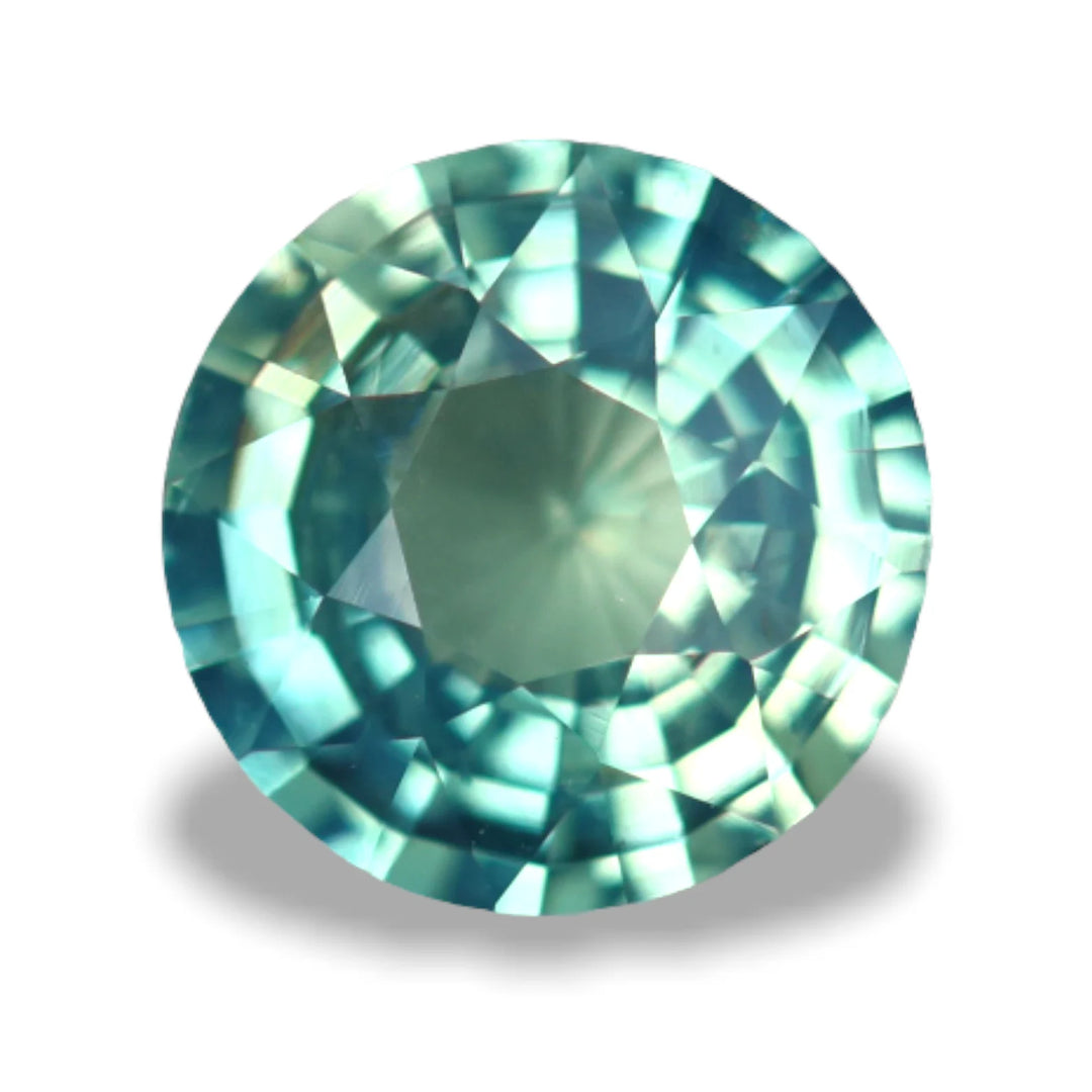 1.11 Ct Round Cut Bi-Color Teal Green Sapphire, 6.5mm x 6.5mm x 3.4mm By Valley Rose