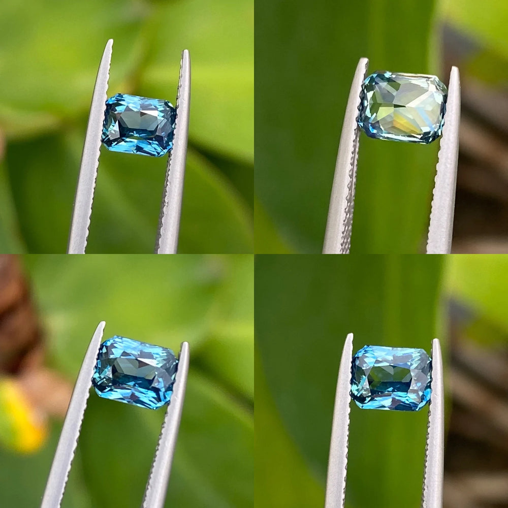 1.12 Ct Radiant Cut Bi-Color Blue Teal Sapphire, 6.2mm x 4.8mm x 3.7mm By Valley Rose