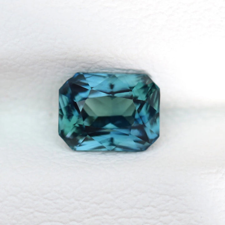 1.12 Ct Radiant Cut Bi-Color Blue Teal Sapphire, 6.2mm x 4.8mm x 3.7mm By Valley Rose