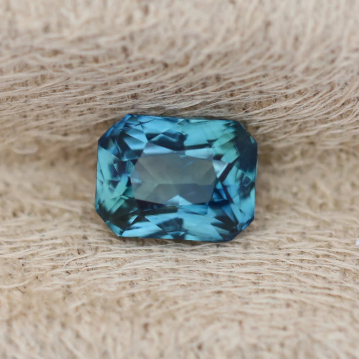 1.12 Ct Radiant Cut Bi-Color Blue Teal Sapphire, 6.2mm x 4.8mm x 3.7mm By Valley Rose
