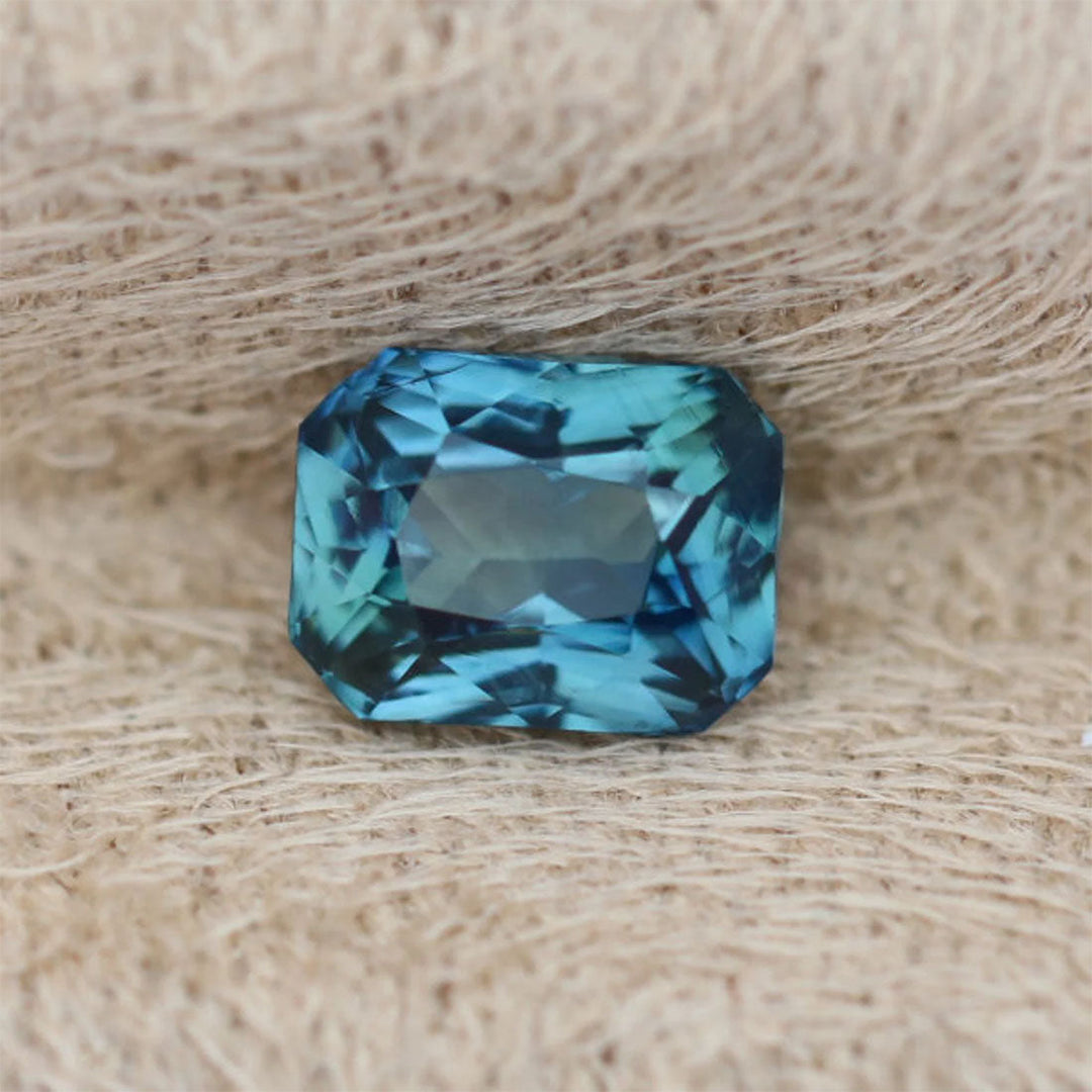 1.12 Ct Radiant Cut Blue Teal Sapphire, 6.2mm x 4.8mm x 3.7mm By Valley Rose