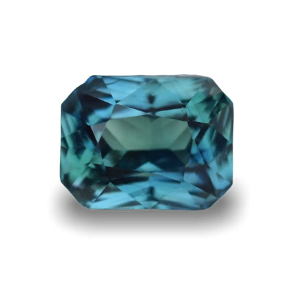 1.12 Ct Radiant Cut Blue Teal Sapphire, 6.2mm x 4.8mm x 3.7mm By Valley Rose