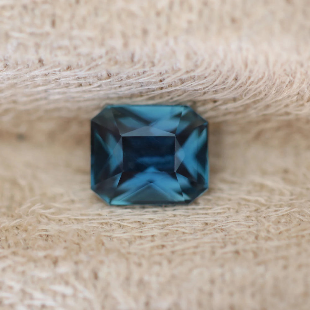 1.12 Ct Radiant Cut Teal Sapphire, 6.1mm x 5.2mm x 3.6mm By Valley Rose
