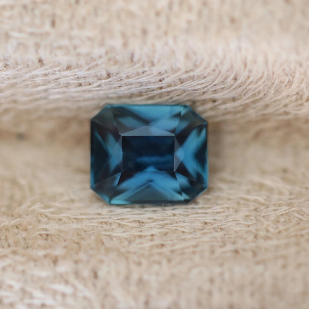 1.12 Ct Radiant Cut Teal Sapphire, 6.1mm x 5.2mm x 3.6mm By Valley Rose