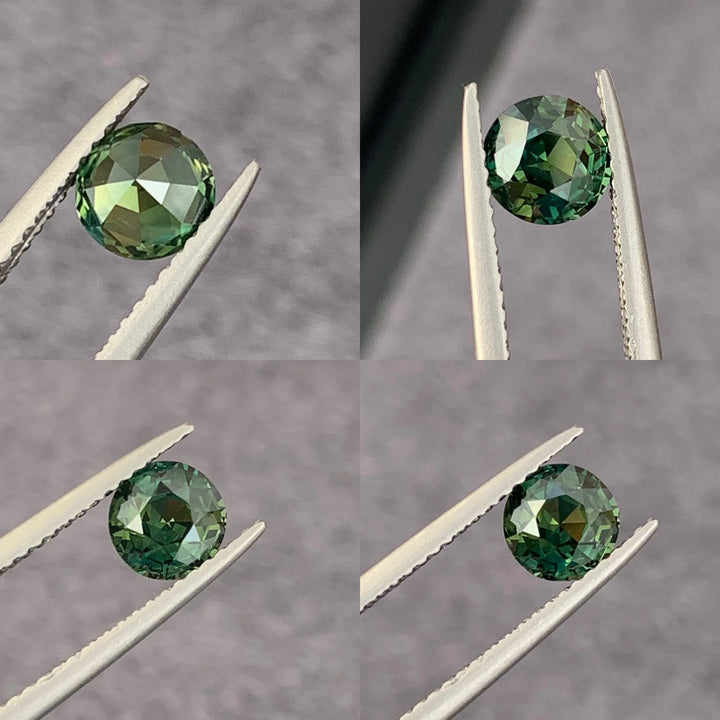 1.12 Ct Round Cut Bi-Color Teal Green Sapphire, 5.9mm x 5.9mm x 4.2mm By Valley Rose