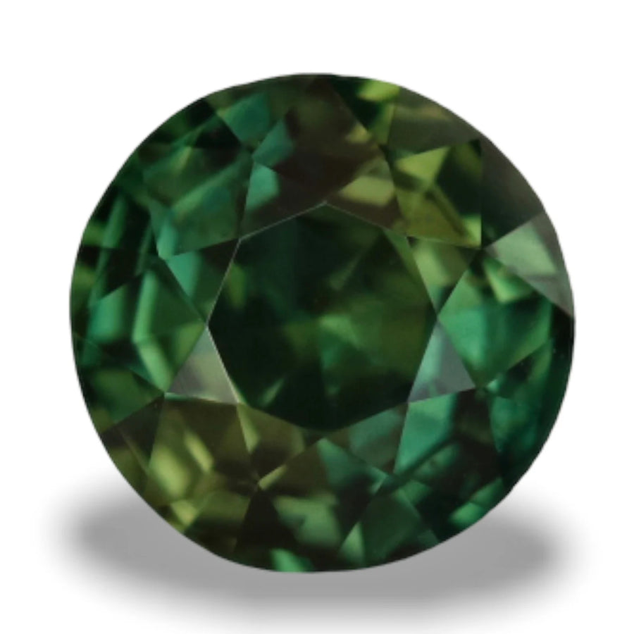 1.12 Ct Round Cut Bi-Color Teal Green Sapphire, 5.9mm x 5.9mm x 4.2mm By Valley Rose