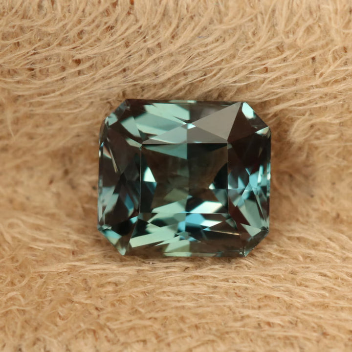 1.16 Ct Asscher Cut Bi-Color Teal Green Sapphire, 5.9mm x 5.4mm x 3.6mm By Valley Rose