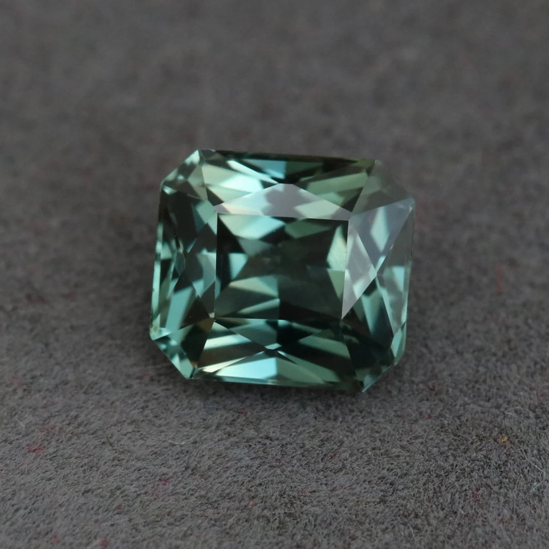1.16 Ct Asscher Cut Bi-Color Teal Green Sapphire, 5.9mm x 5.4mm x 3.6mm By Valley Rose