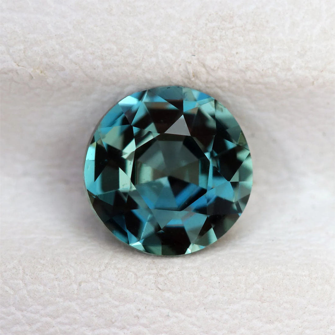1.16 Ct Round Cut Blue Teal Sapphire, 6.4mm x 6.3mm x 3.7mm By Valley Rose