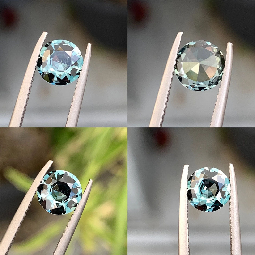 1.16 Ct Round Cut Blue Teal Sapphire, 6.4mm x 6.3mm x 3.7mm By Valley Rose