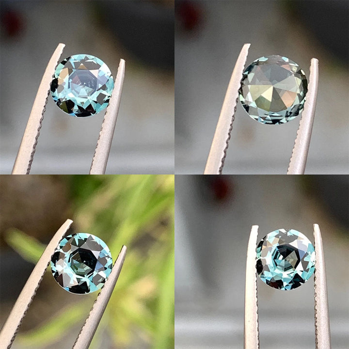 1.16 Ct Round Cut Blue Teal Sapphire, 6.4mm x 6.3mm x 3.7mm By Valley Rose