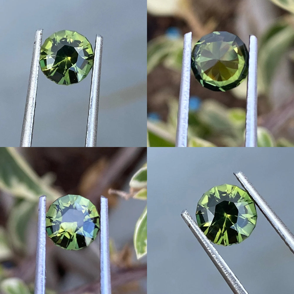 1.19 CT Round Cut Green Sapphire, 6.5mm x 6.4mm x 4.1mm By Valley Rose