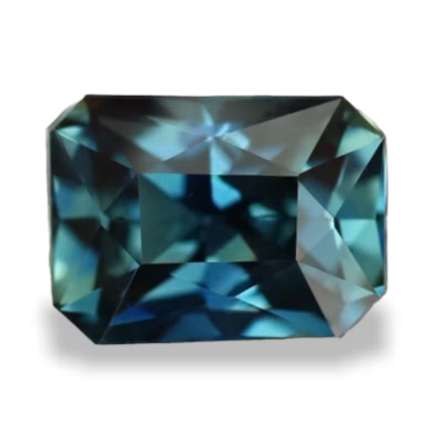 1.20 Ct Radiant Cut Bi-Color Teal Green Sapphire, 6.6mm x 5.0mm x 3.8mm By Valley Rose