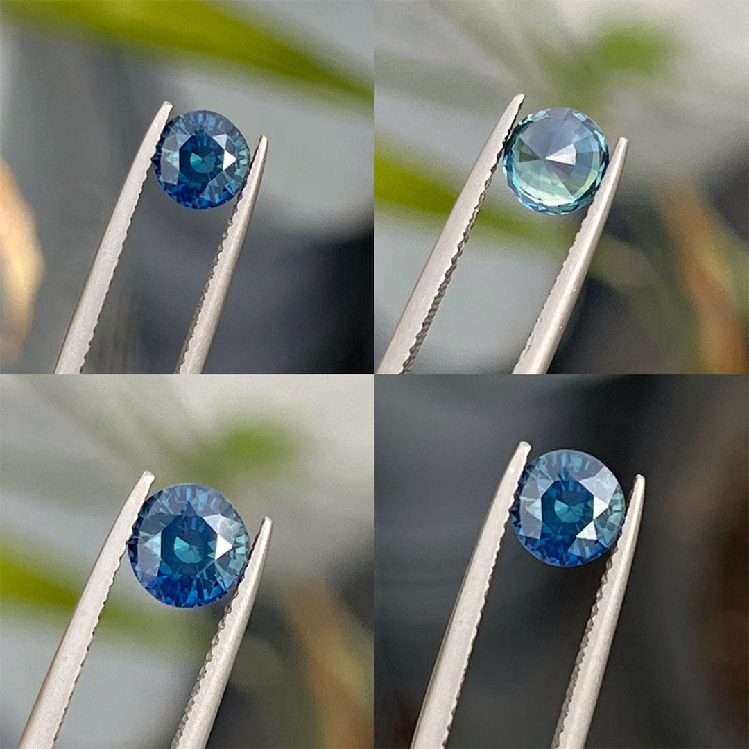 1.20 Ct Round Cut Blue Teal Sapphire, 6.1mm x 6.1mm x 4.2mm By Valley Rose