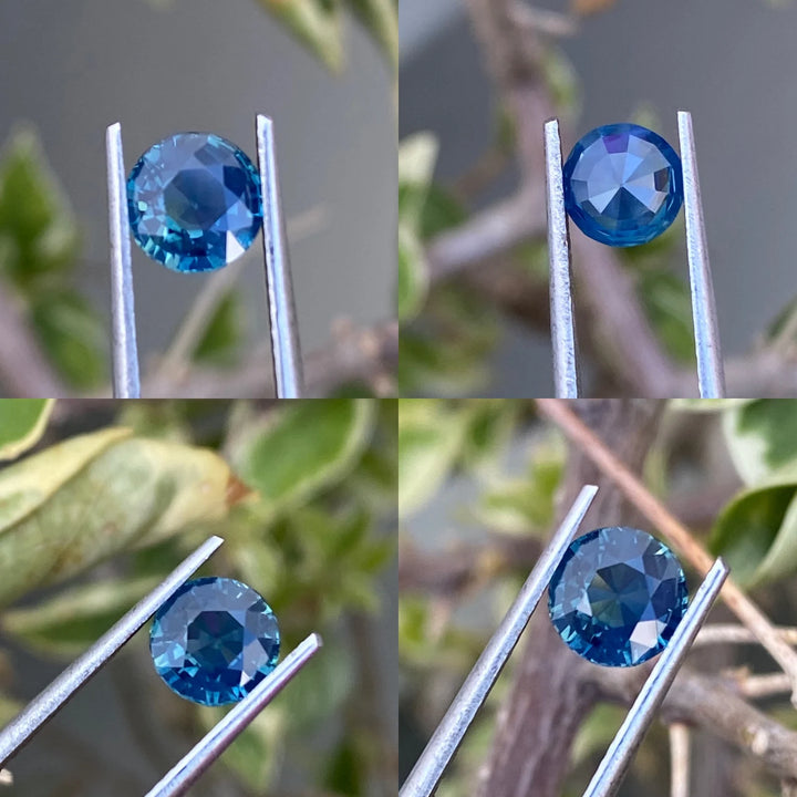 1.20 Ct Round Cut Teal Sapphire, 6mm By Valley Rose