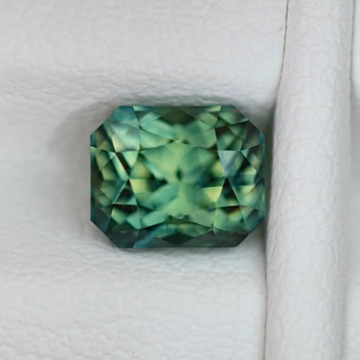 1.21 Ct Radiant Cut Bi-Color Green Yellow Sapphire, 5.8mm x 4.8mm x 4.3mm By Valley Rose