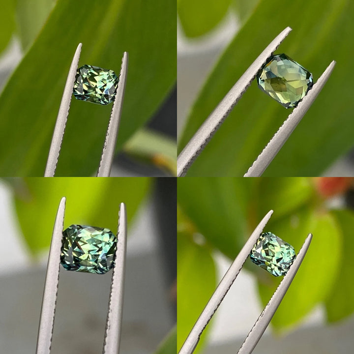 1.21 Ct Radiant Cut Bi-Color Green Yellow Sapphire, 5.8mm x 4.8mm x 4.3mm By Valley Rose